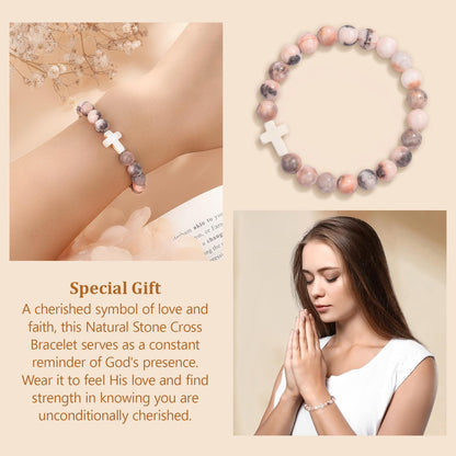 Christian Easter Gifts for Women, Easter Basket Stuffers Cross Bracelet, Inspirational Religious Birthday Bracelet for Her/Mom/Grandma/Daughter/Granddaughter/Friends/Sister/Godmother, Jesus Faith Jewelry