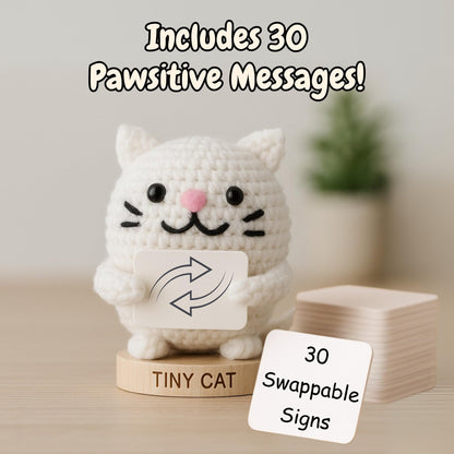 Cat Lover Gifts for Women - Positive Crochet Animal with 30 Cute Signs | Cat Mom Gift for Women for Birthday | Funny Fur Mama Themed Decor Stuff Present Ideas for Cats Lady | Present Idea for Friends