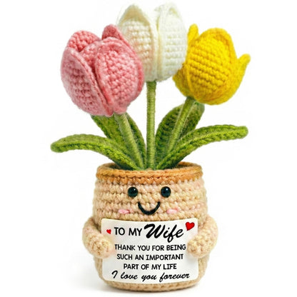 Mothers Day Birthday Gifts for Wife from Husband - Wife Mothers Day, Wedding Anniversary, Birthday Gift Ideas for Her - 6.3'' x 2.56 '' Inspirational Positive Support Tulip Crochet