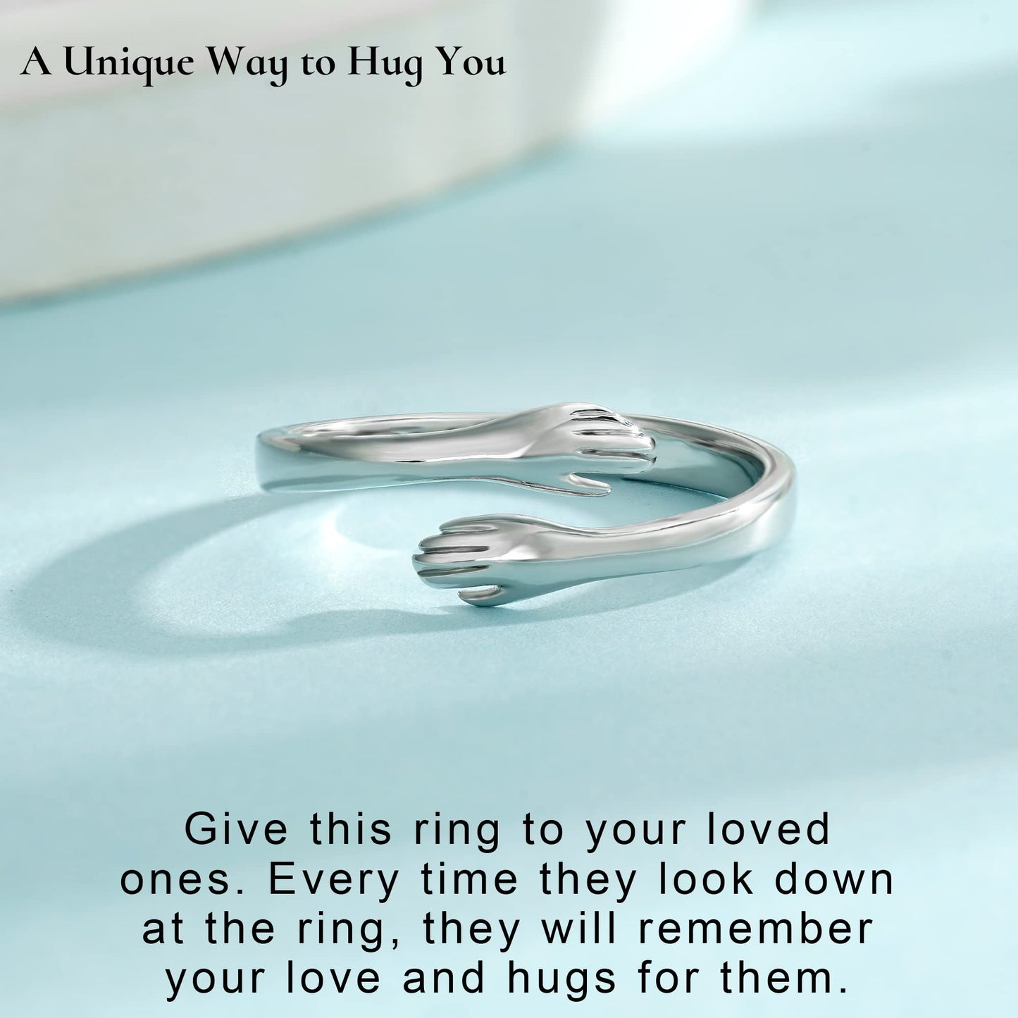 Yesteel Mothers Day Gifts - S925 Sterling Silver Hug Ring for Women Teen Girls, Adjustable Ring Jewelry Mothers Day Birthday Gifts for Daughters Mom Sister Wife Friends Grandma