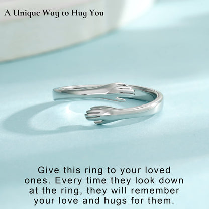 Yesteel Mothers Day Gifts - S925 Sterling Silver Hug Ring for Women Teen Girls, Adjustable Ring Jewelry Mothers Day Birthday Gifts for Daughters Mom Sister Wife Friends Grandma