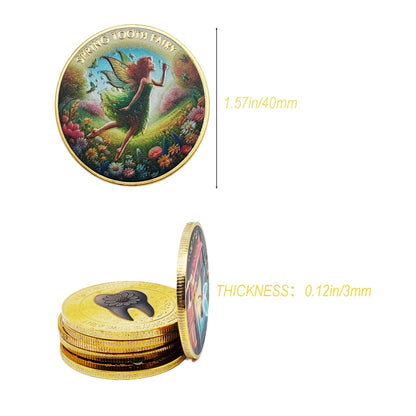 6 Pcs Printed Tooth Fairy Coin, Lucky Coin Gift for Lost Tooth Kids, Children's Teeth Changing Commemorative Gift, Reward Coin Art Collection