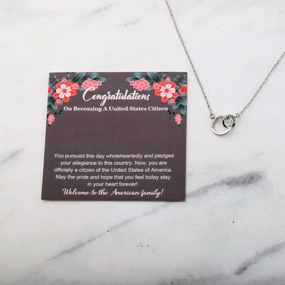 BLEOUK Citizenship Necklace New Citizen Jewelry Gift Immigration Gift For Women Citizenship Naturalization Ceremony Gifts