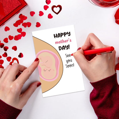 Ithmahco Cute First Mother's Day Card, Expecting Mothers Day Card, Mothers Day Gift for Pregnant Wife, Happy Mother Day from the Bump? First Mother's Day Gifts For New Mom Expecting Mom