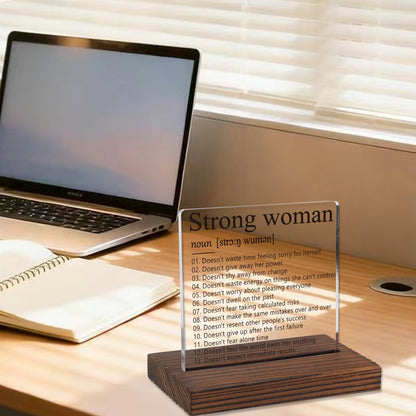 Inspirational Gifts for Women Mom Sister, Strong Woman Definition Sign, Positive Energy Gift for Coworkers Recognition, Motivational Gifts for Friends, Acrylic Desk Decor Plaque VR211