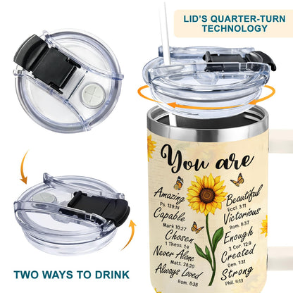 Sunflower Gifts for Women - Christian, Religious Gifts for Women - Encouragement Gift for Woman on Birthday, Mothers Day, Christmas - Sunflower Tumbler 40 oz with Handle & Straw