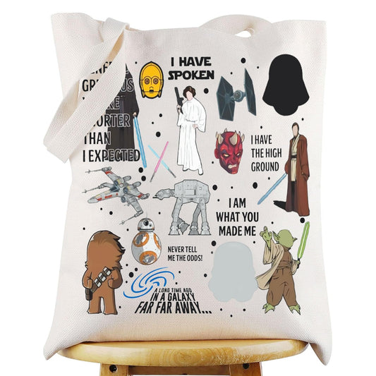 WZMPA Star Movie Tote Bag Helmets Inspired Gift Clone Wars Reusable Grocery Bag Cartoon Movie Lover Merchandise