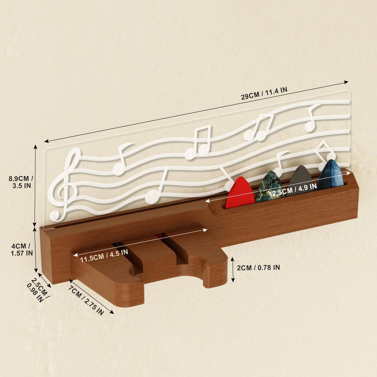 CoolGift Mart Guitar Wall Mount Stand with LED Lights - Solid Wood & Acrylic USB-Powered Guitar Accessories - Gift for Men, Guitar Players, Music Lovers (for Acoustic, Electric Bass, Ukulele)