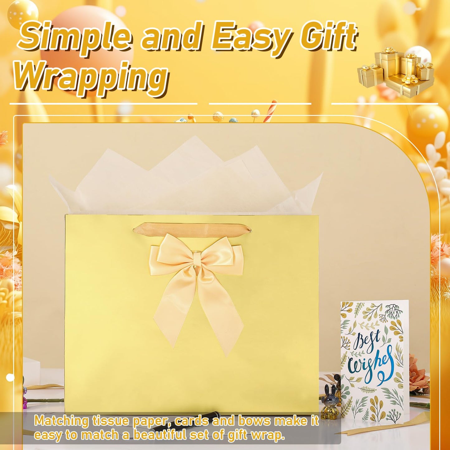 Bloomwords 13" Mother’s Day Gift Bag - 1 Large Paper Bag with Bow, Greeting Card & 2 Tissues, Sturdy Handles for Woman Birthdays, Valentines’s Day, Mother’s Day