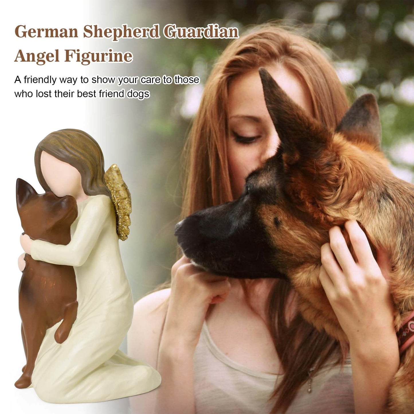 German Shepherd Gifts for Dog Lovers Women, Dog Memorial Gifts for Loss of Dog, Resin Dogs Angel Figurine of Friendship for Pet Loss Sympathy Bereavement Remembrance Gift