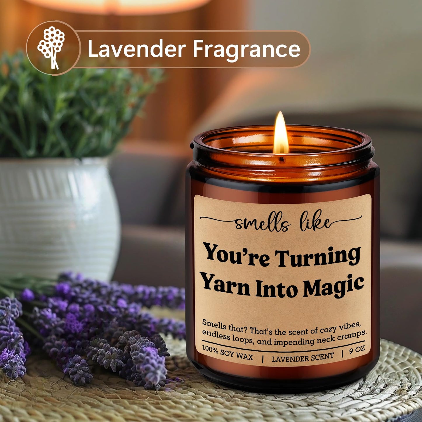 LEADO Scented Candle, Gifts for Crocheters, Knitters - Crochet Gifts, Cool Knitting Present for Women, Friend, Mom, Men - Funny Mothers Day, Birthday Ideas for Crocheting Lovers, Yarn Lovers, Crafters