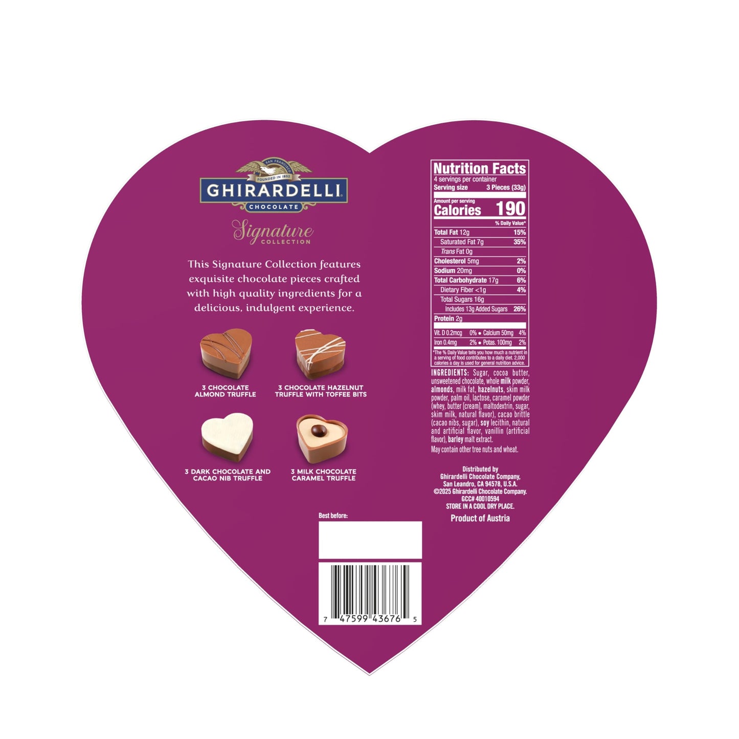 GHIRARDELLI Valentine’s Day Signature Praline Collection, 4.6 oz – Assorted Chocolate Pralines Gift Box