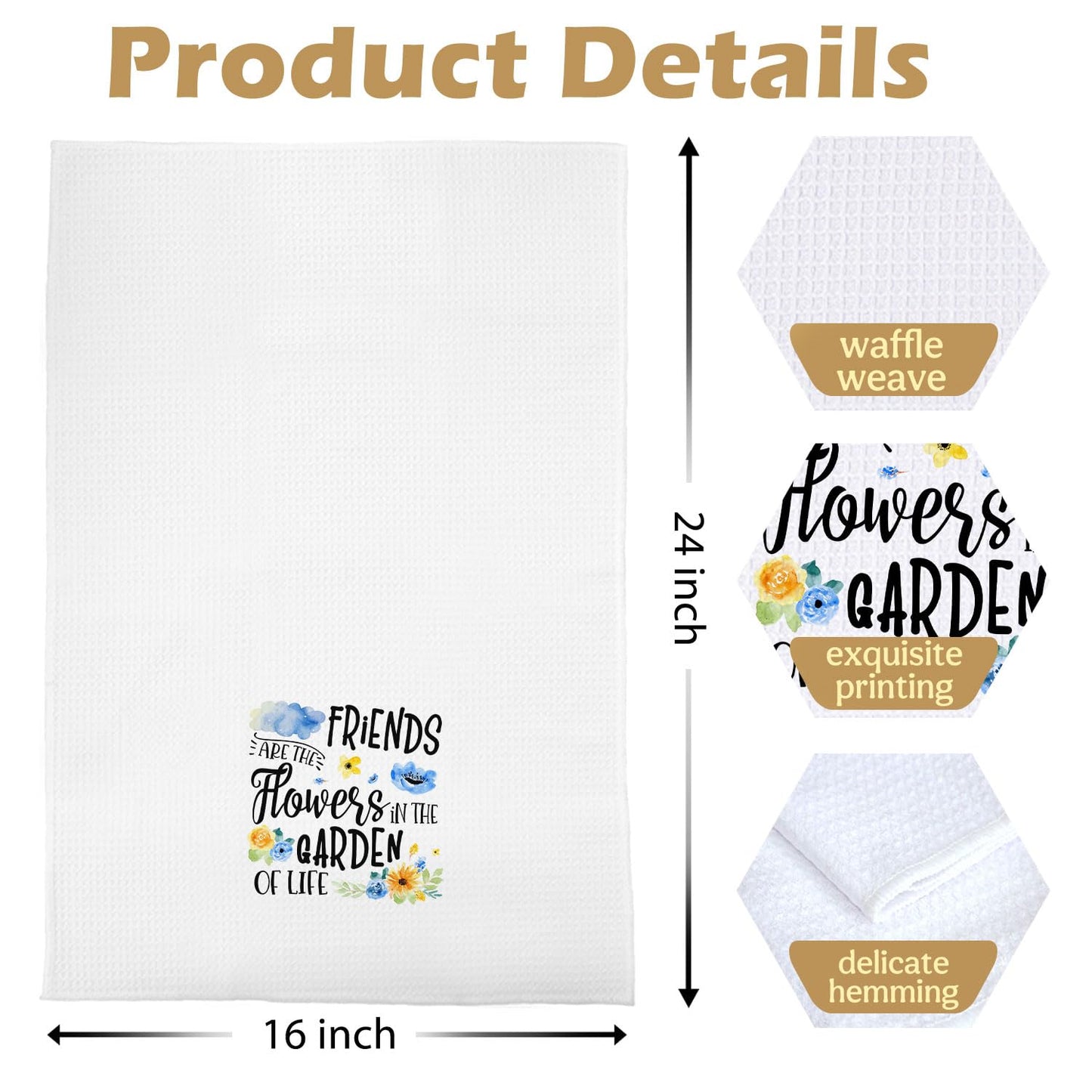 Hostess Gifts Dish Towels - Funny Decorative Waffle Weave Kitchen Towels, Friend Gifts Hand Tea Towel, Friends Gift for Women, 16×24 Inches