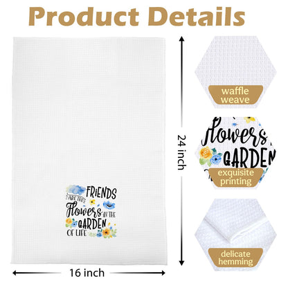 Hostess Gifts Dish Towels - Funny Decorative Waffle Weave Kitchen Towels, Friend Gifts Hand Tea Towel, Friends Gift for Women, 16×24 Inches