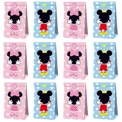 OU RUI 12Pcs Mouse Party Bags With Stickers Paper Supplies Favors Cookie Chocolate Candy Snack Bags Mouse Birthday Party Gift Bag