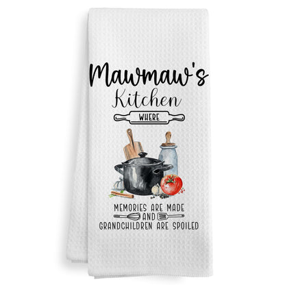 Mawmaw Maw Maw Gifts Gift for Grandma from Grandkids Grandson Granddaughter, Mothers Day Christmas Birthday Gifts for Mawmaw Women, Mawmaw's Kitchen Dish Hand Tea Towels for Kitchen, 16x24In