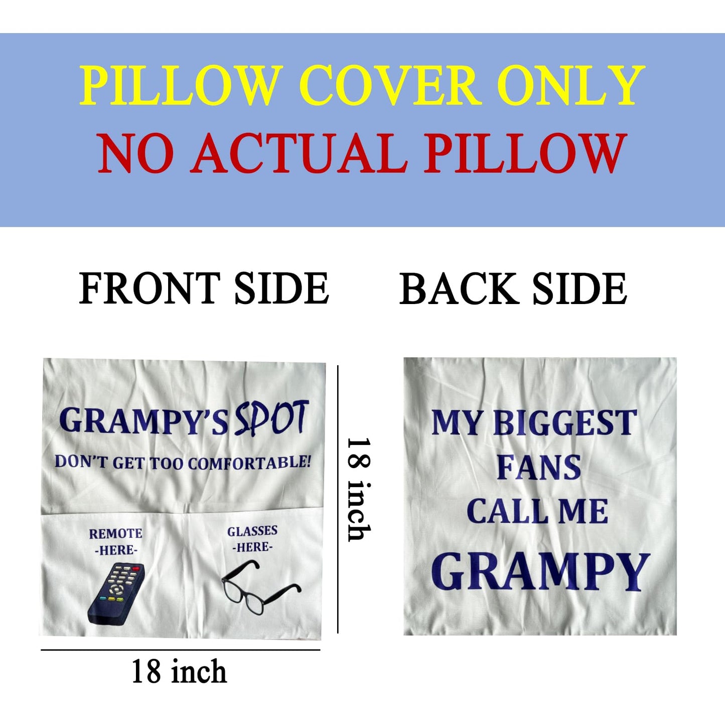 Gifts for Grampy Grandpa Gifts, 2-Pocket 2-Sided Grampy Pillow Covers 18x18 Inch, Father’s Day Birthday Christmas Stocking Stuffers Thanksgiving Day Gifts