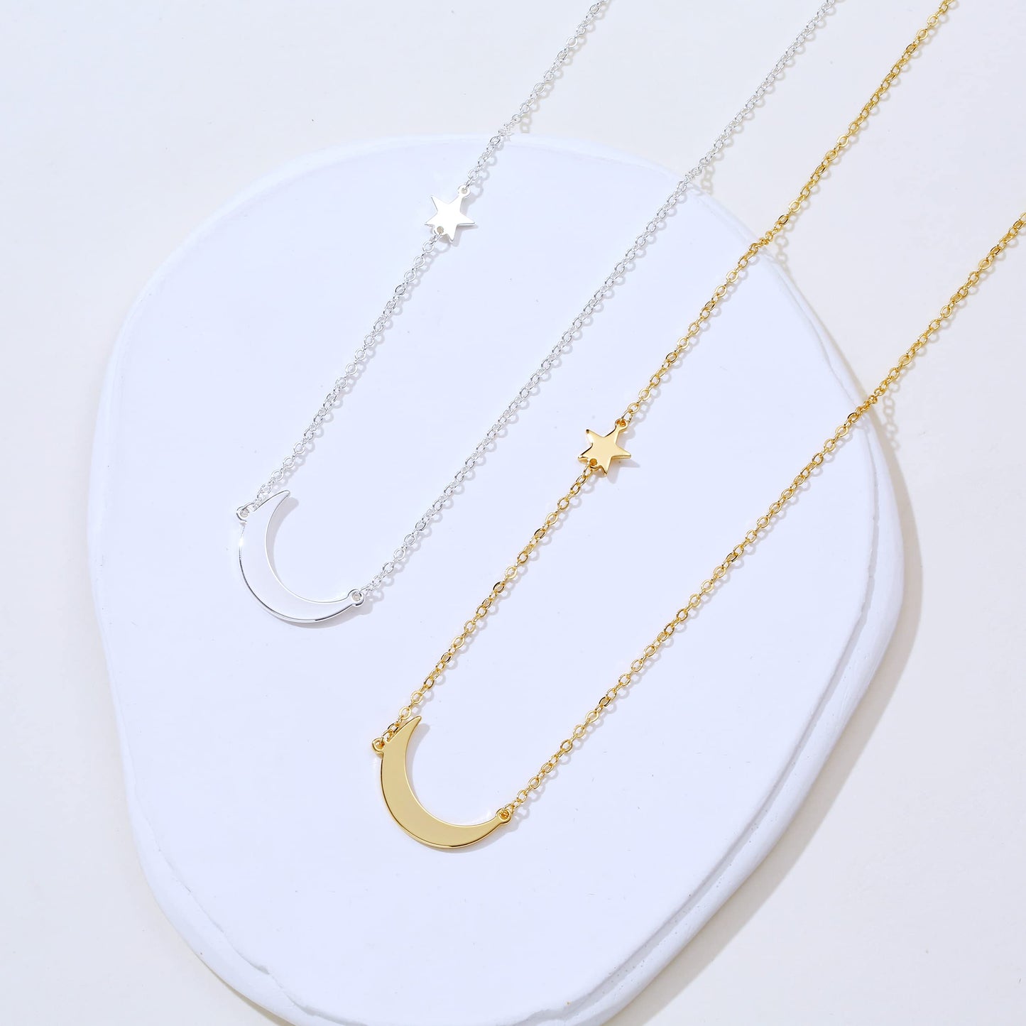ASCOMY Dainty Gold Pendant Necklace 14k Gold Plated Delicate Tiny Love Heart Star CZ Leaf Pendant Necklace Simple Necklaces Everyday Jewelry for Women