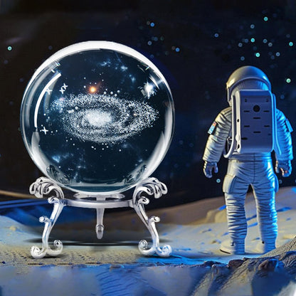 3D Laser Etched Galaxy Crystal Ball with Stand, 60mm Glass Sphere Decorative Balls Paperweight, Space Milky Way Astronomy Gifts