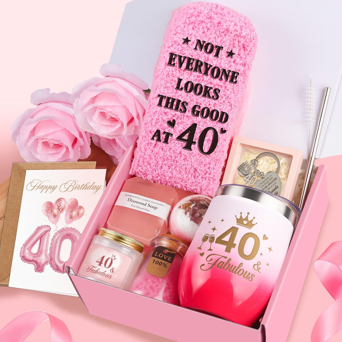 40th Birthday Gifts Women, 40 Year Old Birthday Gifts for Women Self Care Relaxing Spa Gift Basket Fabulous 40th Birthday Gift Idea for Her Happy 40Yr Birthday Gift for Woman Mom Wife Sister Friends