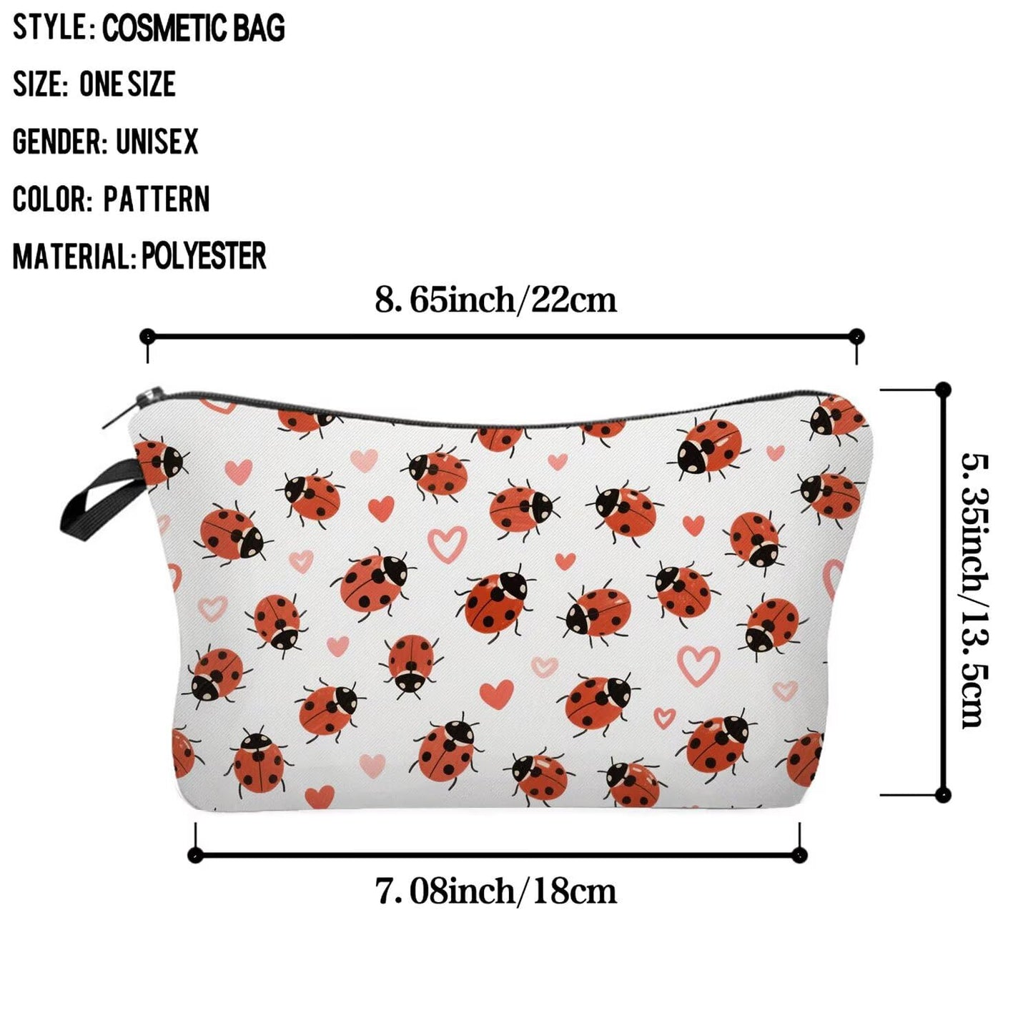 Livel lhood Ladybug Makeup Bag Cute Small Makeup Organizer Bag Travel Toiletry Zipper Pouch Love Cosmetic Bag Gift for Women