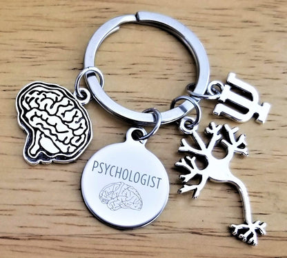 Kit's Kiss Psychologist Keychain Child Psychologist Psychotherapist Psychology Gift Psych Student Brain Doctor Psychiatry Neuron Human Brain Anatomy Neurologist Neurology Neuroscience