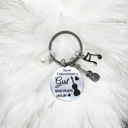 Violin Lover Gifts Violinists Keychain for Christmas Graduation Birthday Thank You Gifts for Violin Teacher Inspirational Keyring for Music Player Women Girl Students Musical Instrument Jewelry