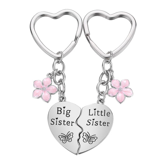 Lcbulu Sister Gifts from Sisters - 2PCS Big Little Sisters Matching Heart Keychain, Christmas Birthday Gifts for Sister
