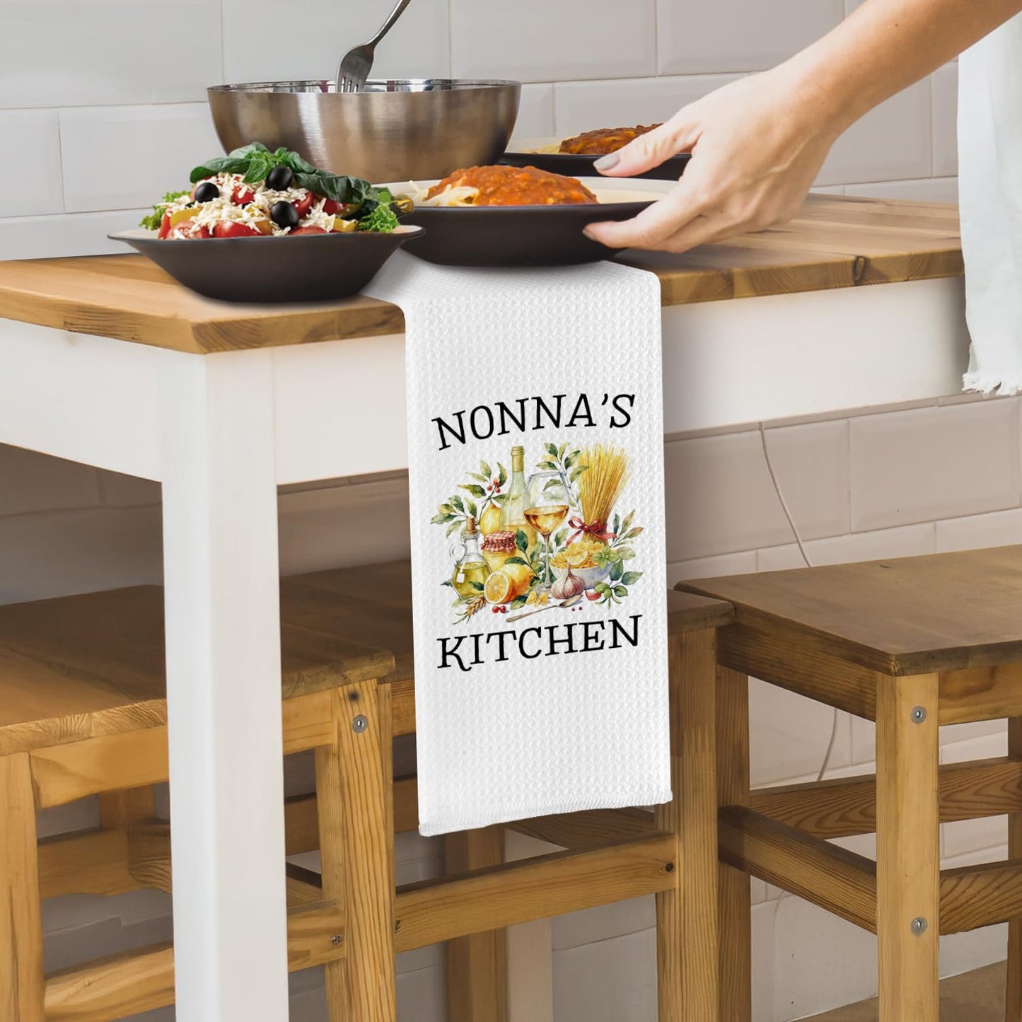 Nonna's Grandma Kitchen Towels, Italian Grandma Gifts from Grandkids Dish Tea Towels, Nonna Grandmother Gifts for Birthday Christmas Decorative Hand Towel for Kitchen, 16x24 Inch