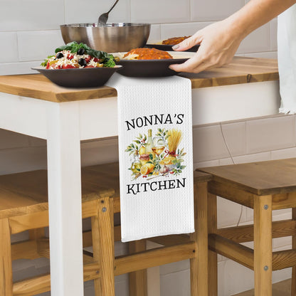 Nonna's Grandma Kitchen Towels, Italian Grandma Gifts from Grandkids Dish Tea Towels, Nonna Grandmother Gifts for Birthday Christmas Decorative Hand Towel for Kitchen, 16x24 Inch