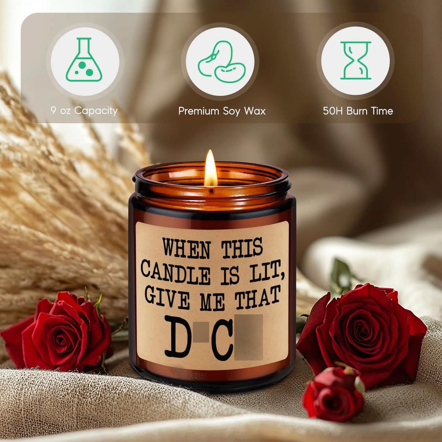 GSPY Scented Candle - Cute Gifts for Boyfriend, Bachelorette Gifts for Bride - Funny Fathers Day, Anniversary, Birthday, 5 Senses Ideas for Him, Boyfriend, Husband, Men, Fiance, Couples, Women, Her