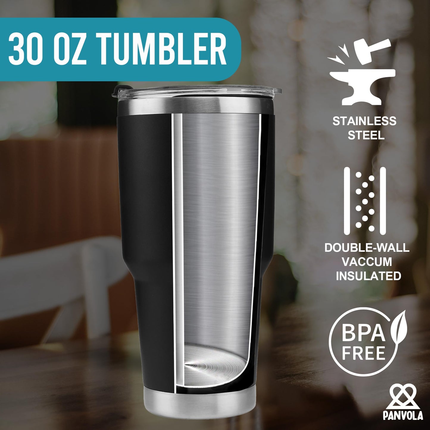 Panvola Heaven Is My Home I'm Just Here Recruiting Funny Christian Gifts for Women Men Pastor Gifts from Churchmate Minister Vacuum Insulated Tumbler with Lid and Straw (Black, 30 Ounces)