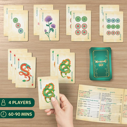 Gouda Games Mahjong Go! Card Game – Classic Mahjong Reimagined as a Card Game, American-Style Rules Inspired Strategy Game, Fast-Paced & Travel-Friendly, 4 Players, Gift for Adults & Teens