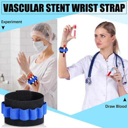 Threlaco 6 Pack Phlebotomy Tube Holder Wristband Blood Draw Tube Bracelet Strap Blood Draw Caddy Kit Hold 8 Phlebotomy Tubes for Phlebotomist Nurse Appreciation Week Gift(Blue)