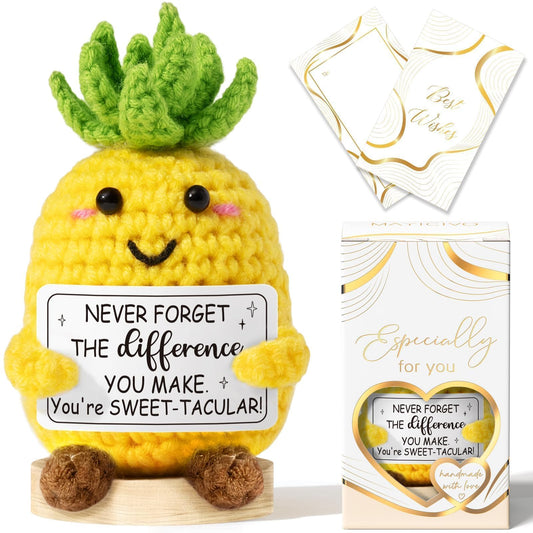 Thank You Gifts for Women Emotional Support Crochet Plush, Administrative Professional Day Gifts Easter Basket, Handmade Pineapple Crochet Employee Appreciation Gifts for Teacher Coworker Nurses Boss