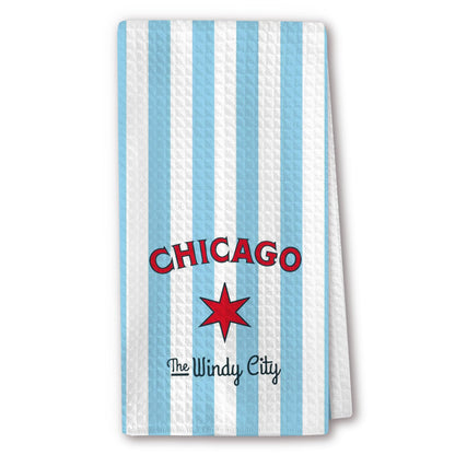 Funny Blue Striped Cute Kitchen Towels – Chicago “The Windy City” Polyester Hand Towel for Home Bars & Tea Rooms, Smart Kitchen Gifts and Housewarming Gift, Also Great as Bar Towels.16 x 24(205)