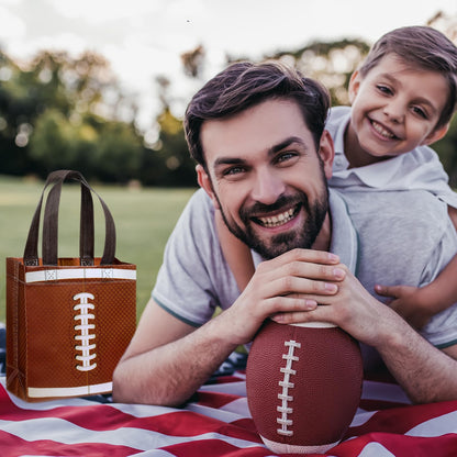 Huhumy 24 Pcs Football Party Favor Bags Treat Goodie Snack Gift Bags with Handles for Sports Team Gift Birthday Party Supplies