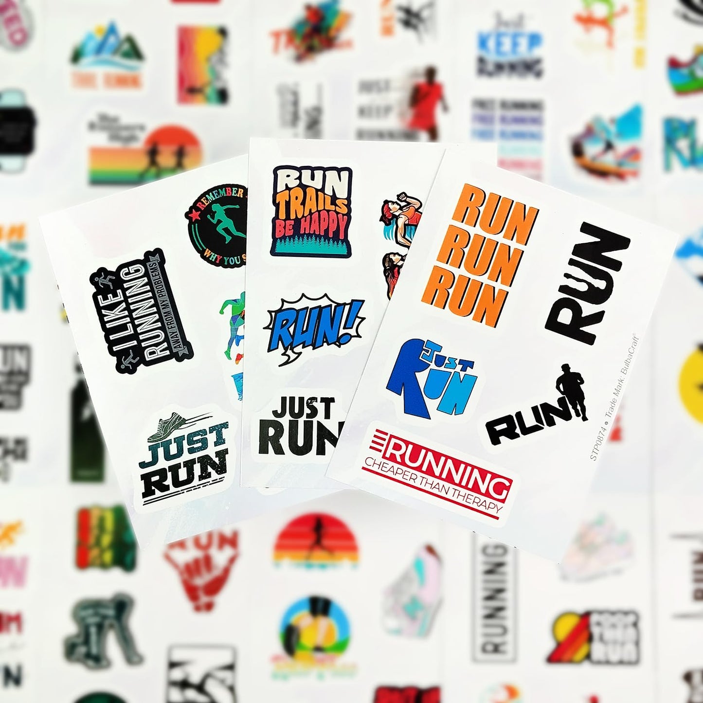 BulbaCraft Running Stickers for Water Bottles, Run Stickers and Decals, Runner Decals - Running Themed Party Decorations, Presents for Marathon Runners Men, Gifts for Women & Men