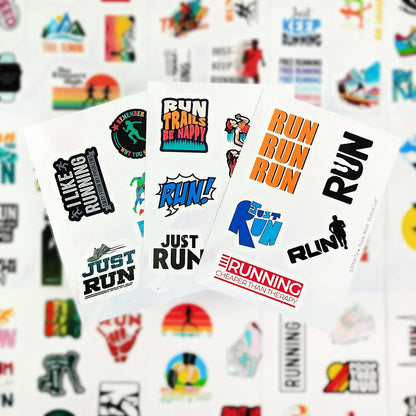 BulbaCraft Running Stickers for Water Bottles, Run Stickers and Decals, Runner Decals - Running Themed Party Decorations, Presents for Marathon Runners Men, Gifts for Women & Men