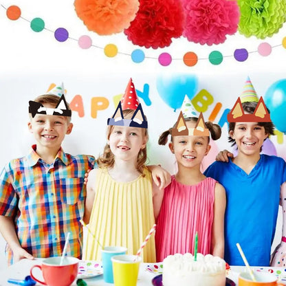 HANEI 36 Pcs Blue Dog Birthday Party Supplies - 18 Goodie Bags and 18 Blue Dog & Friends Paper Crowns Headbands Party Favors