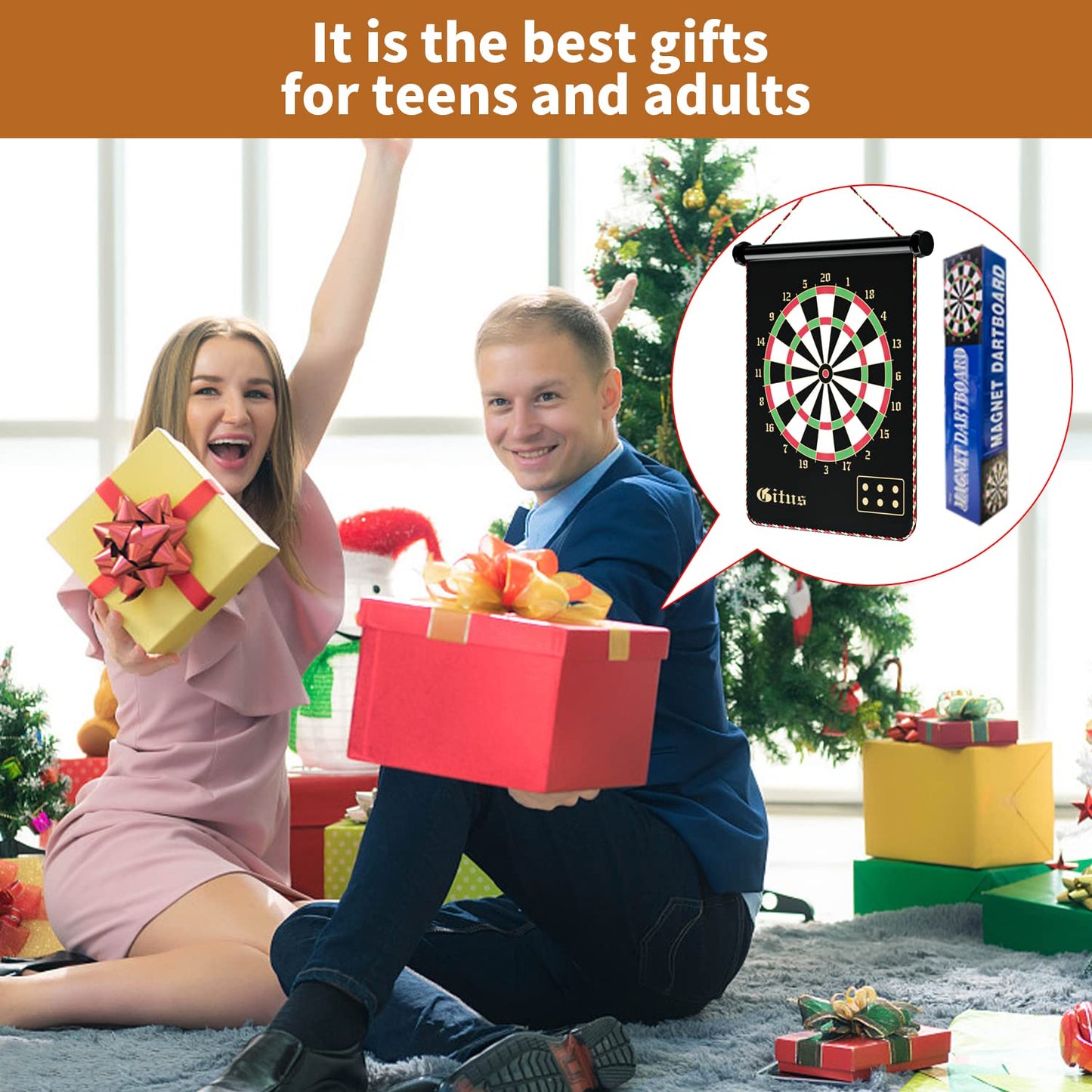 Gitus Magnetic Dart Board Indoor Outdoor Games for Kids with 12 Darts, Gifts for Teenage Boys Teen Boys Gifts Ideas Toys Gifts for 8 9 10 11 12 13 Year Old Boy Game Room Decor