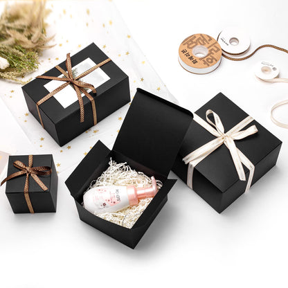 Mcfleet Black Gift Boxes with Lids 8x8x4 Inches 10 Pack Groomsmen Proposal Cardboard Craft Small Gift Box for Christmas, Wedding, Graduation, Holiday, Birthday Presents Packaging