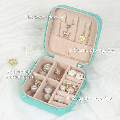 MFXIP Travel Jewelry Case Small Jewelry Box Jewelry Organizer Storage Case Portable PU Leather Mini Jewelry Travel Case for Girls Womens Earring, Necklace, Rings,Bracelets