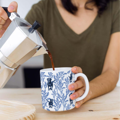 Black Lab Blue French Toile Coffee Mug, Labrador Lover Gifts for Women, Blue Toile Coffee Cup for Black Lab Mom, Pet Dog Lovers Tea Coffee Mug Birthday Gifts for Dog Owners, 11 oz
