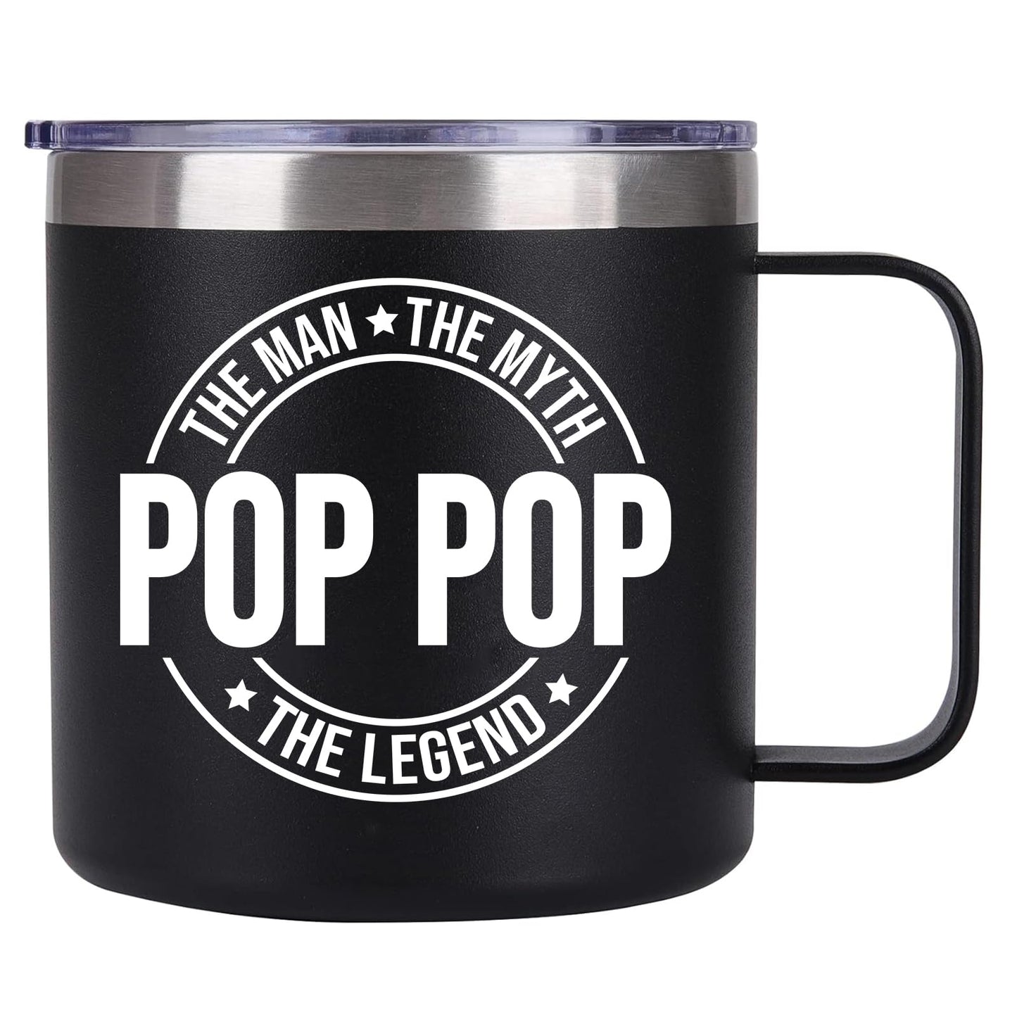 Pop Pop Gifts, Pop Pop The Man The Myth The Legend Coffee Mug, Father's Day Birthday Gifts for Grandpa Dad Papa from Grandkids, Papa Cups 14 Oz