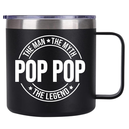 Pop Pop Gifts, Pop Pop The Man The Myth The Legend Coffee Mug, Father's Day Birthday Gifts for Grandpa Dad Papa from Grandkids, Papa Cups 14 Oz