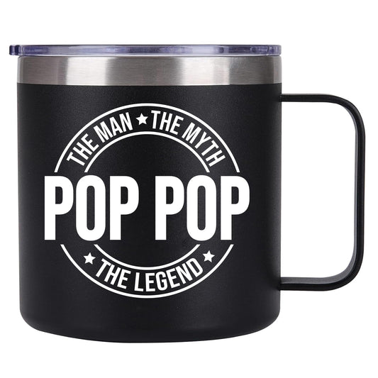 Pop Pop Gifts, Pop Pop The Man The Myth The Legend Coffee Mug, Father's Day Birthday Gifts for Grandpa Dad Papa from Grandkids, Papa Cups 14 Oz