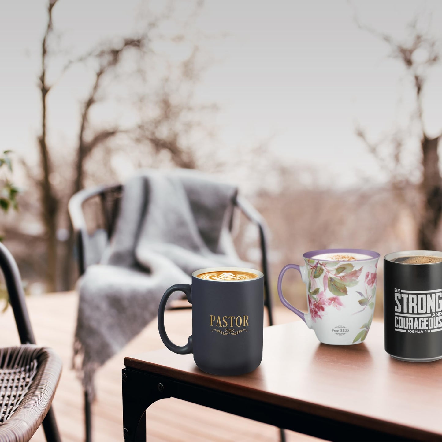 Christian Art Gifts Large Matted Ceramic Coffee & Tea Mug for Pastors: Preach the Good News Golden Inspirational Scripture, Lead & Cadmium-free Sturdy Novelty Mens Drinkware, Navy Blue & White, 14 oz.