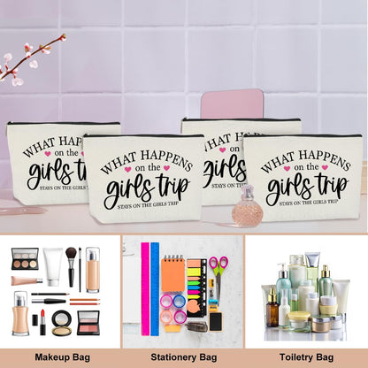 4 Pcs Girls Trip Gifts Weekend Gifts for Women Girls Trip Favors Makeup Bag Cosmetic Bag for Female Lady Girl Daughter Friend Coworker Niece Weekend Bag Vacation Christmas Birthday