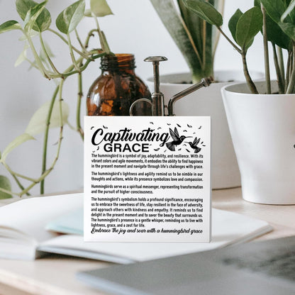 Inspirational Gift for Women Men Teen, Motivational Gift for Daughter Granddaughter Son Birthday Christmas Gift, Home Office Cubicle Desk Decor, Captivating Grace Hummingbird